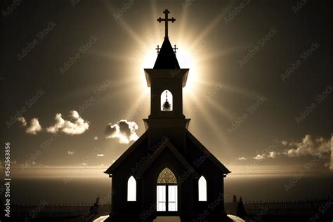 Church with cross wallpaper, Christian religious symbol. Generative AI ...