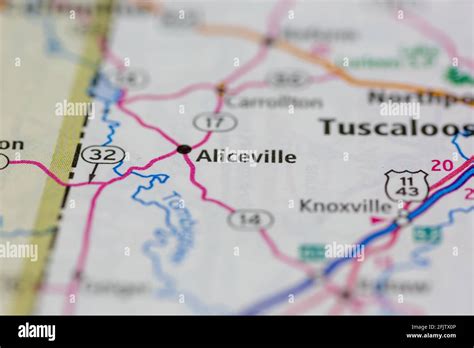 Aliceville Alabama USA shown on a road map or geography map Stock Photo ...