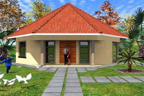 b House Plan No W1837 | Single storey house plans, Round house plans, Round house