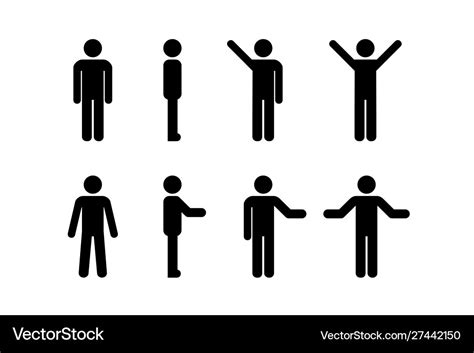 Man standing set stick figure human Royalty Free Vector