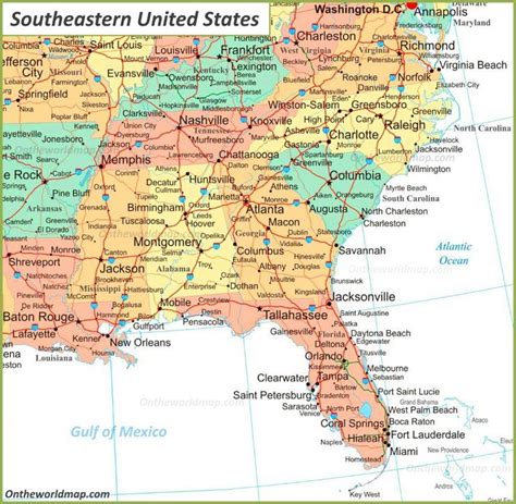 Map of Southeastern United States