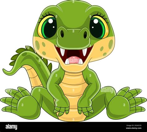 Cartoon cute baby crocodile sitting Stock Vector Image & Art - Alamy