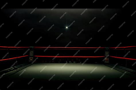 Premium AI Image | An Empty Boxing Ring At Night With The Lights On