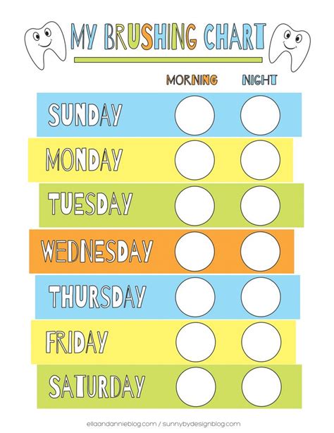 Tooth brushing chart, Daily routine chart for kids, Tooth chart