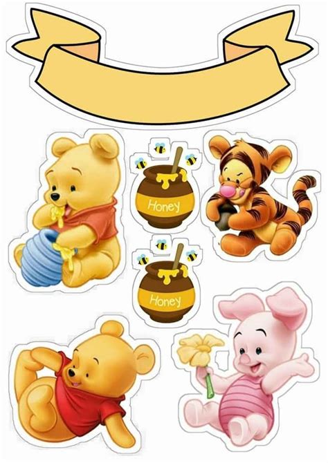 Baby Winnie the Pooh: Free Printable Cake Toppers. - Oh My Baby!