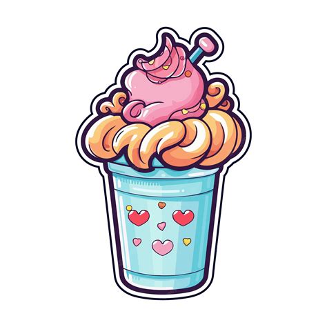 Premium Vector | 021 milkshake sticker cool colors kawaii clip art ...