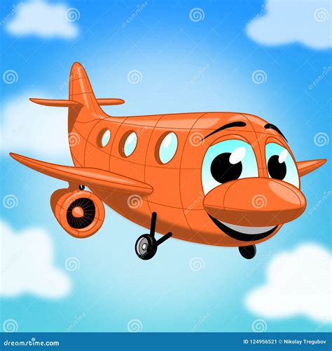 Orange cartoon airplane stock vector. Illustration of retro - 124956521