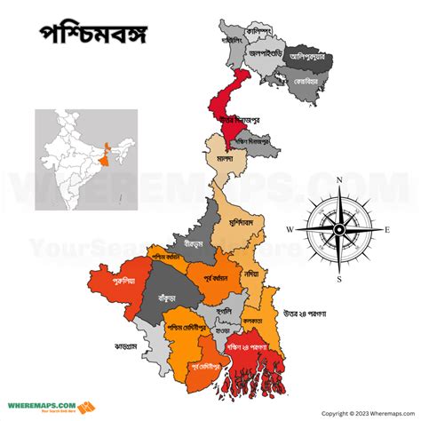 West Bengal District Map 2023 | Bengal Map District Wise