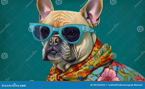 Funny Dog Wearing Sunglasses on Blue Pastel Color Background. Generative AI Stock Illustration ...