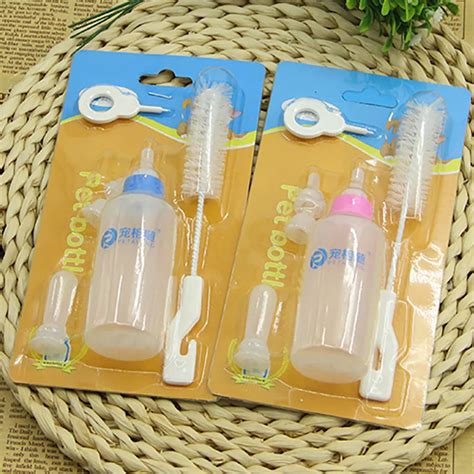 2018 Cat Dog Milk Bottle Pet Puppy Kitten Baby Animal Feeding Bottle Nursing Set 0409-in Dog ...