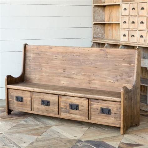 Reclaimed Pew Bench w/ Drawers | Bench with drawers, Furniture, Home