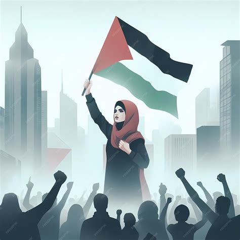 Premium AI Image | People protesting in city with Palestine flag ...