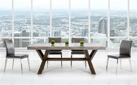 Rectangular Concrete and Acacia Base Dining Table Houston Texas VIG-Urban-Daytona