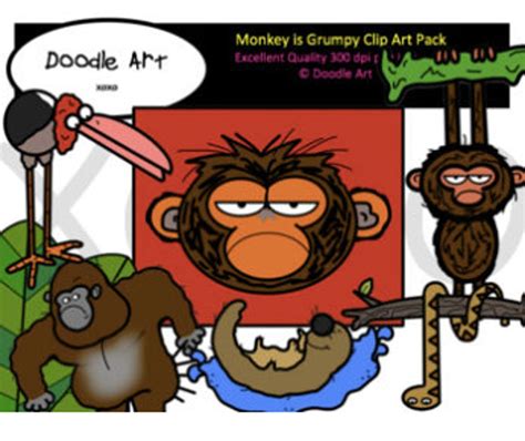 Grumpy Monkey Clip Art Pack - Etsy