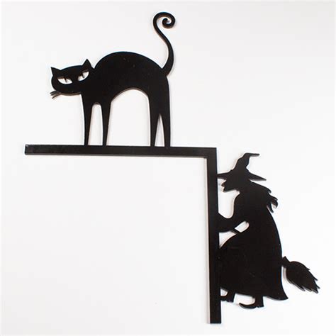 Halloween Cat & Witch Acrylic Door Corner Decoration | Partyrama