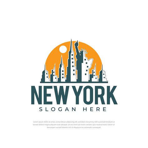 Logo design Graphic illustration of sunny New York City with famous buildings and points of ...