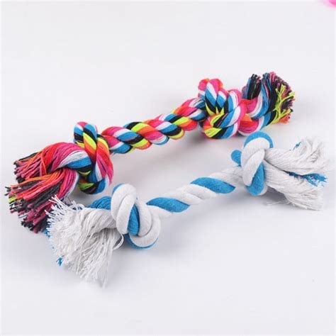 1PCS Cotton Dog Rope Toy Knot Rope Bone Puppy Teething Toys for Chew, Tug or Fetch - Color ...