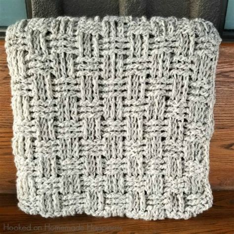 Chunky Basketweave Throw Crochet Pattern - Hooked on Homemade Happiness