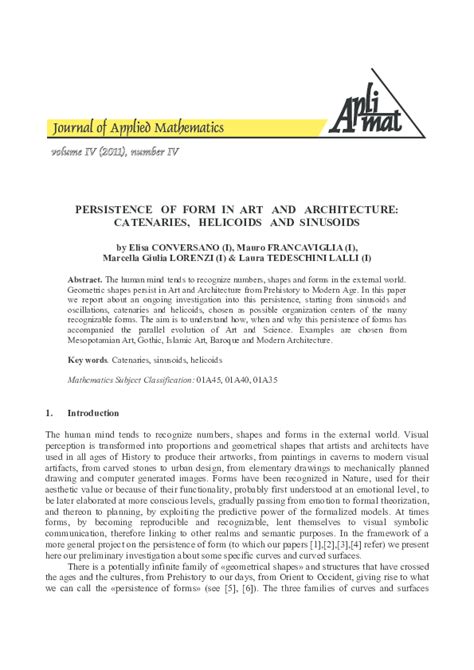 (PDF) PERSISTENCE OF FORM IN ART AND ARCHITECTURE: CATENARIES, HELICOIDS AND SINUSOIDS | Elisa ...