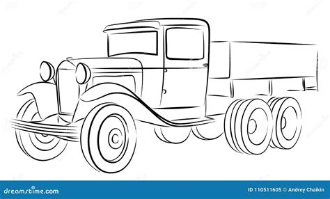 Sketch of old truck. stock vector. Illustration of transport - 110511605