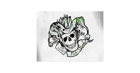 Suicide Squad | Joker Skull "All In" Tattoo Art Postcard | Zazzle.com.au