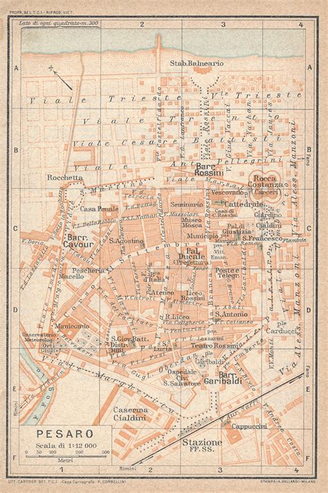 1924 Pesaro Italy Antique Map | Etsy