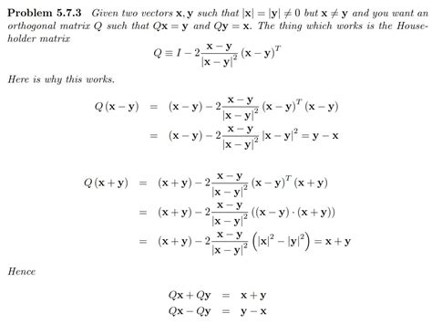 linear algebra - What is the Householder matrix for complex vector ...