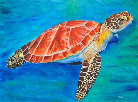 Sea turtle/sea turtle painting/underwater/abstract/coral reef life ...