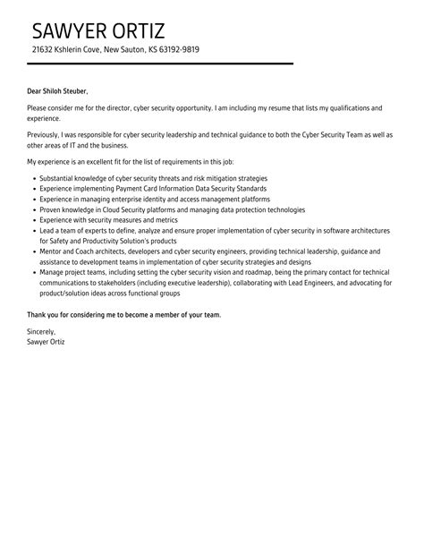 Cyber Security Cover Letter Template