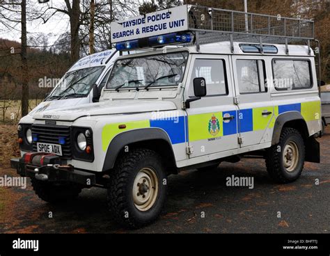 Mountain Rescue Vehicles of the Tayside Police, Glen Clova, Angus, Scotland, UK Stock Photo - Alamy