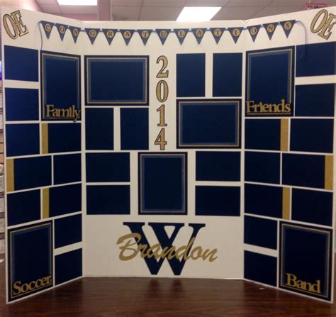 Display board for Graduation...just add pictures over the navy blue ...