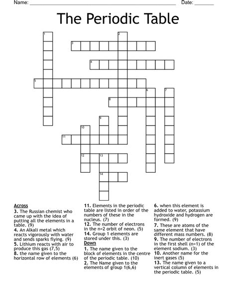 Periodic Table Crossword Puzzle | Brokeasshome.com