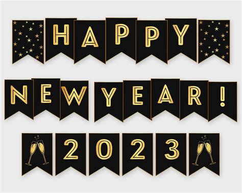 Happy New Year Banner 2023 Gold & Black New Year Party - Etsy in 2022 ...