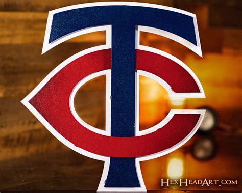 Minnesota Twins TC Logo 3D Metal Artwork – Hex Head Art