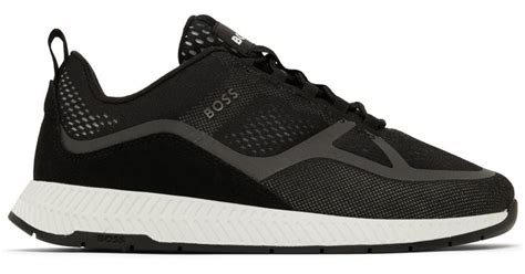 BOSS by HUGO BOSS Suede Titanium Running Eme Sneakers in Black for Men ...