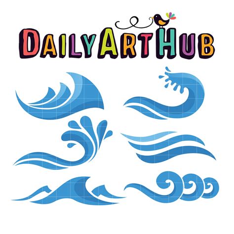 Ocean Waves Collection Clip Art Set – Daily Art Hub // Graphics, Alphabets & SVG