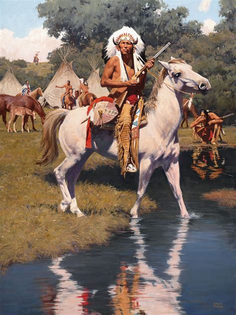 Among the Cottonwoods by David Mann | Oil | Native american artwork ...