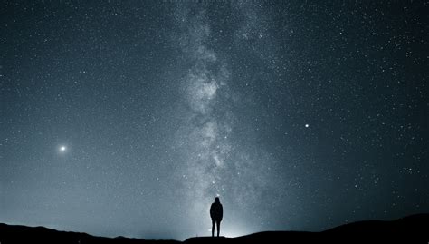 Man silhouette, stars, sky, Milky Way, alone HD wallpaper | Wallpaper Flare