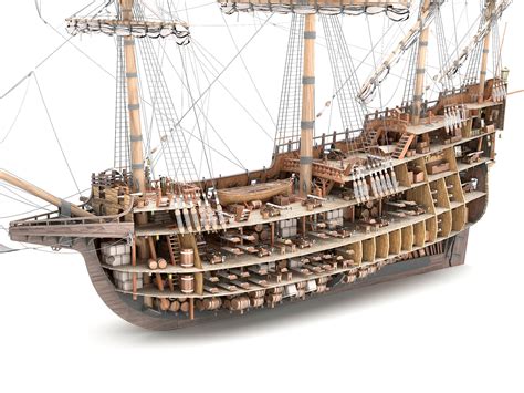 ArtStation - This 3D Galleon includes a fully detailed interior 01 | Game Assets