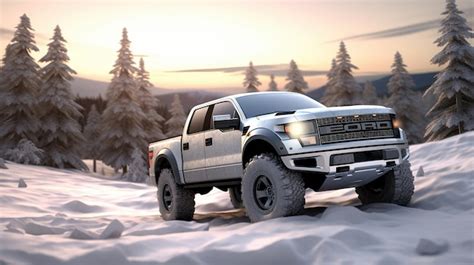 Premium AI Image | Powerful 4x4 offroader car running on snow field