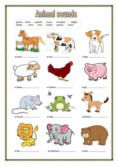 Animal sounds. (key included) - English ESL Worksheets for distance ...