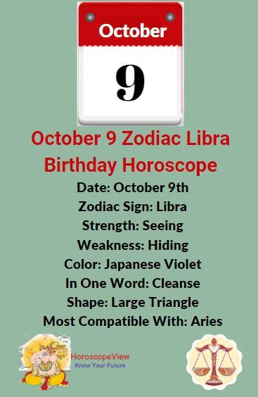 October 9 Zodiac Libra Birthday Horoscope