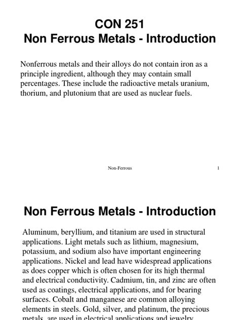 Lecture 5 Non Ferrous Metals Properties.ppt | Non Ferrous Metal | Metals