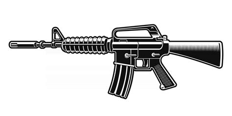 Black and white vector illustration of the M16 rifle 2641470 Vector Art ...