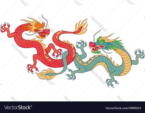 Two dragons Royalty Free Vector Image - VectorStock