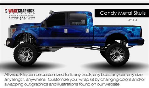 Candy Metal Skull | STYLE 4 Blue | Truck Wraps