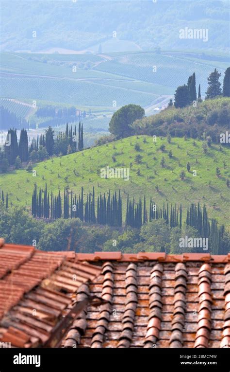 tuscany landscape with house roofs Stock Photo - Alamy