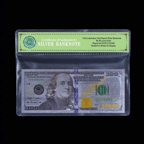 USA Silver Banknote $100 Dollar Pure Silver Foil With Certificate of ...