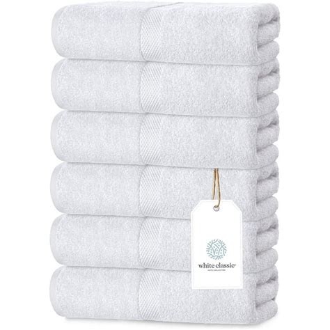 White Classic Luxury White Hand Towels - Soft 100% Cotton High Absorbent Hotel Hand Towels for ...