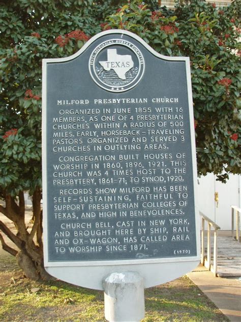 Milford Presbyterian Church - TEXAS HISTORICAL MARKERS